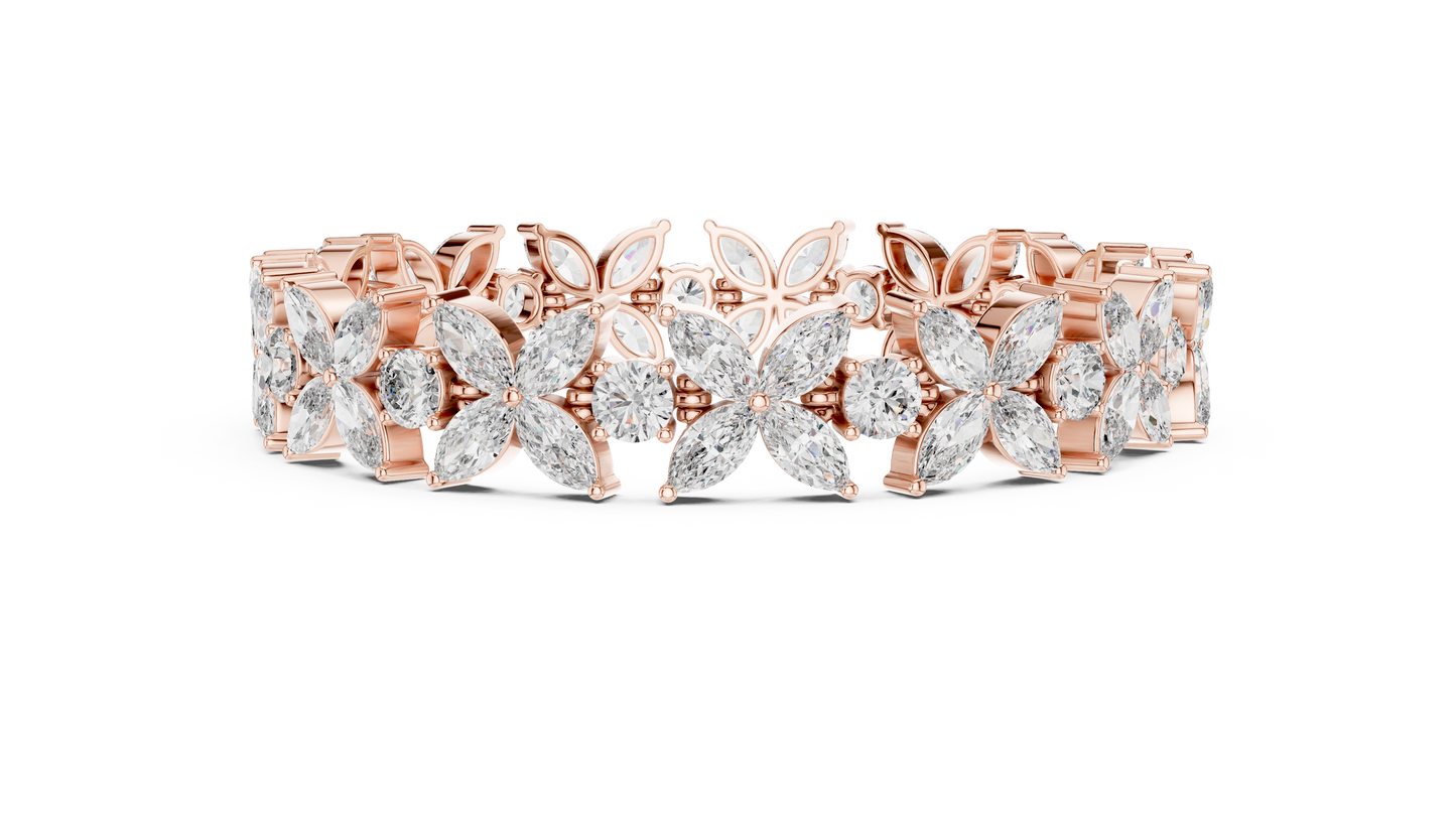Sovereign Petal Diamond Bracelet – Marquise Cut Grandeur – Statement Diamond Luxury – Elite Floral Perfection