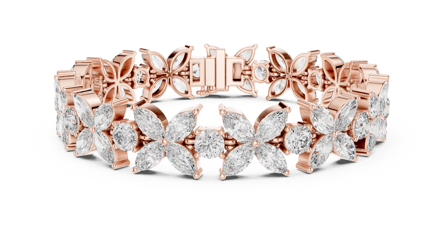 Sovereign Petal Diamond Bracelet – Marquise Cut Grandeur – Statement Diamond Luxury – Elite Floral Perfection