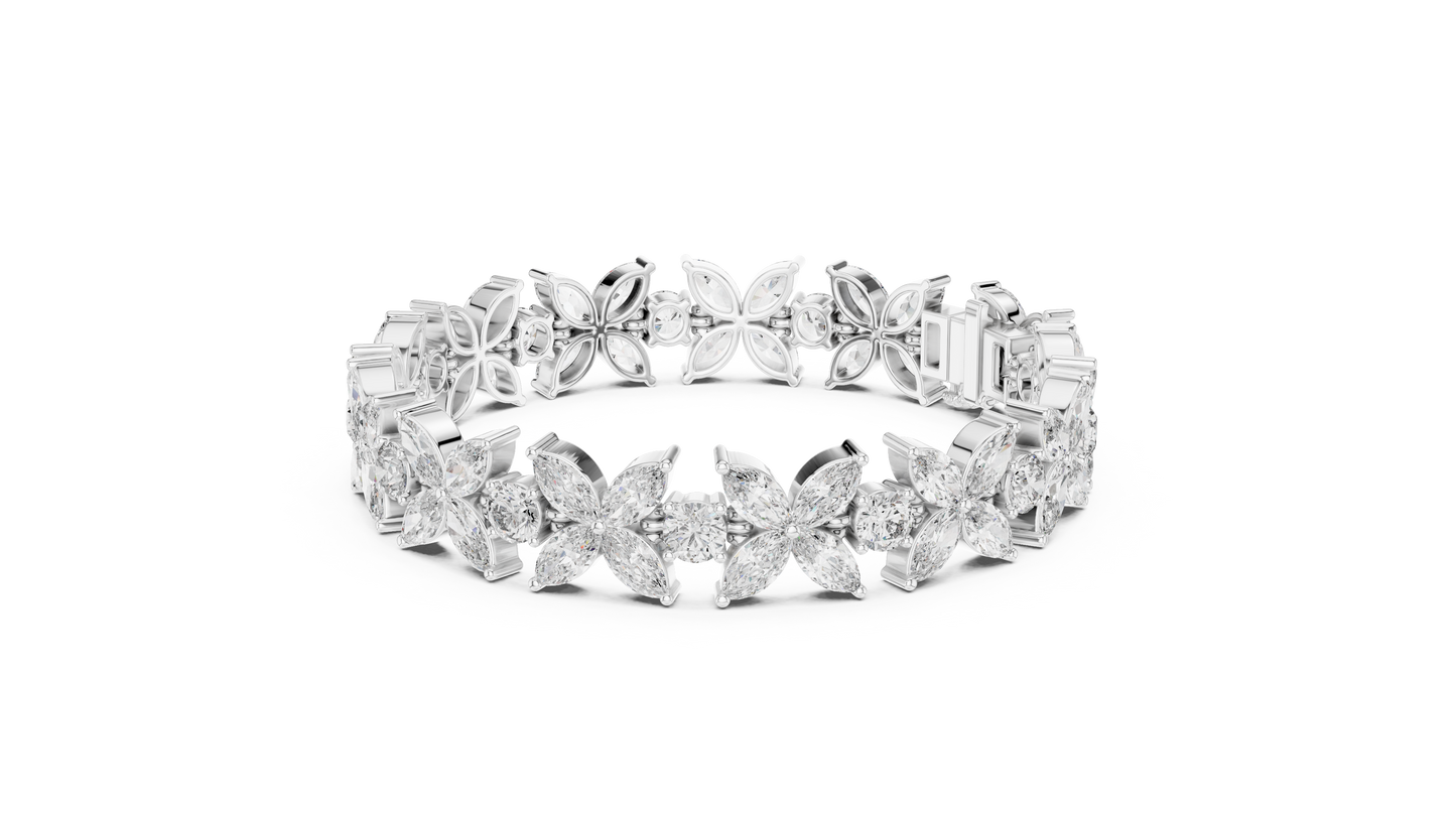 Sovereign Petal Diamond Bracelet – Marquise Cut Grandeur – Statement Diamond Luxury – Elite Floral Perfection