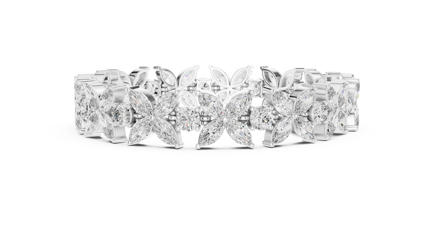 Sovereign Petal Diamond Bracelet – Marquise Cut Grandeur – Statement Diamond Luxury – Elite Floral Perfection