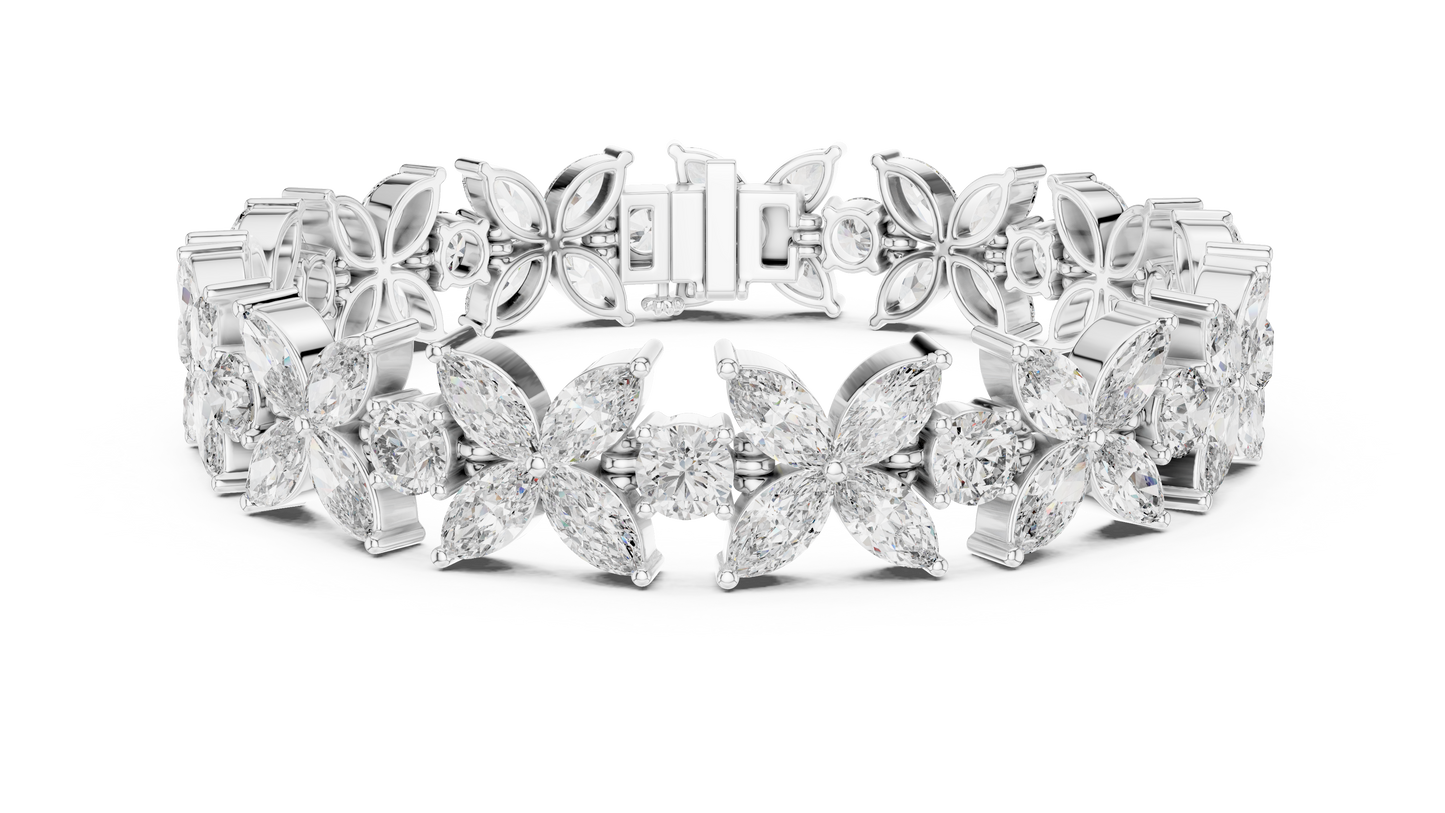 Sovereign Petal Diamond Bracelet – Marquise Cut Grandeur – Statement Diamond Luxury – Elite Floral Perfection