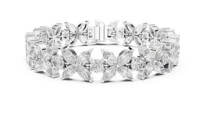 Sovereign Petal Diamond Bracelet – Marquise Cut Grandeur – Statement Diamond Luxury – Elite Floral Perfection