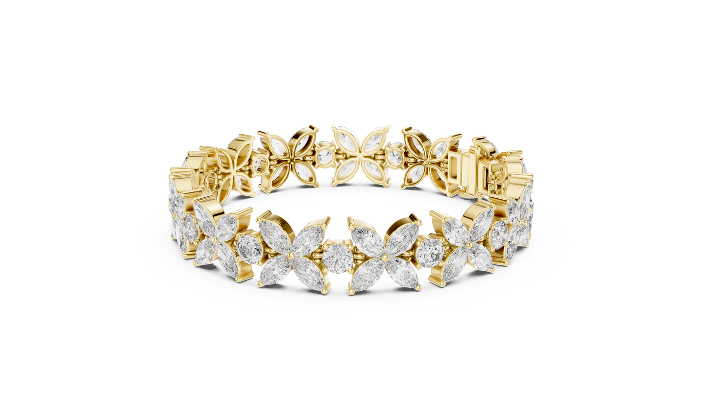 Sovereign Petal Diamond Bracelet – Marquise Cut Grandeur – Statement Diamond Luxury – Elite Floral Perfection