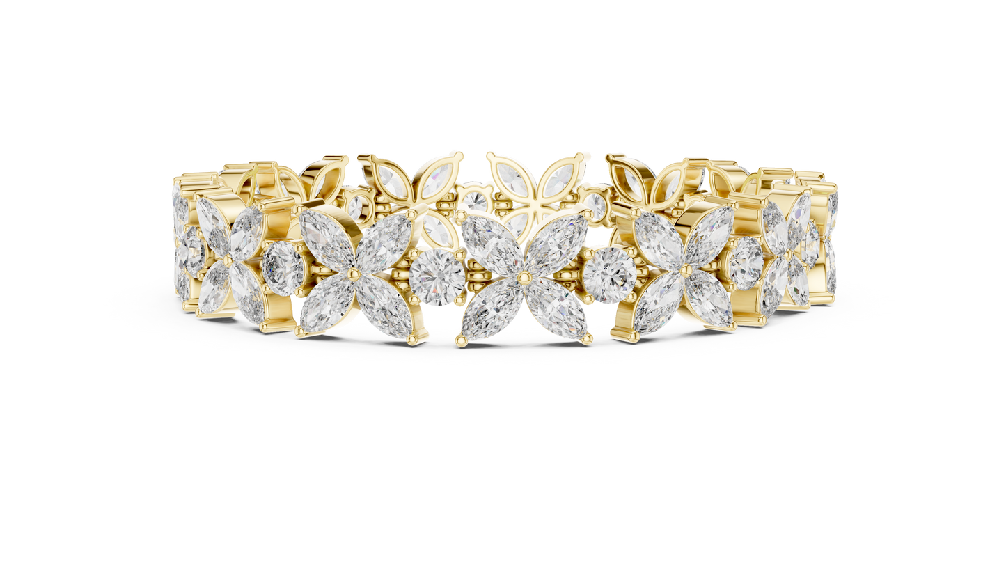 Sovereign Petal Diamond Bracelet – Marquise Cut Grandeur – Statement Diamond Luxury – Elite Floral Perfection