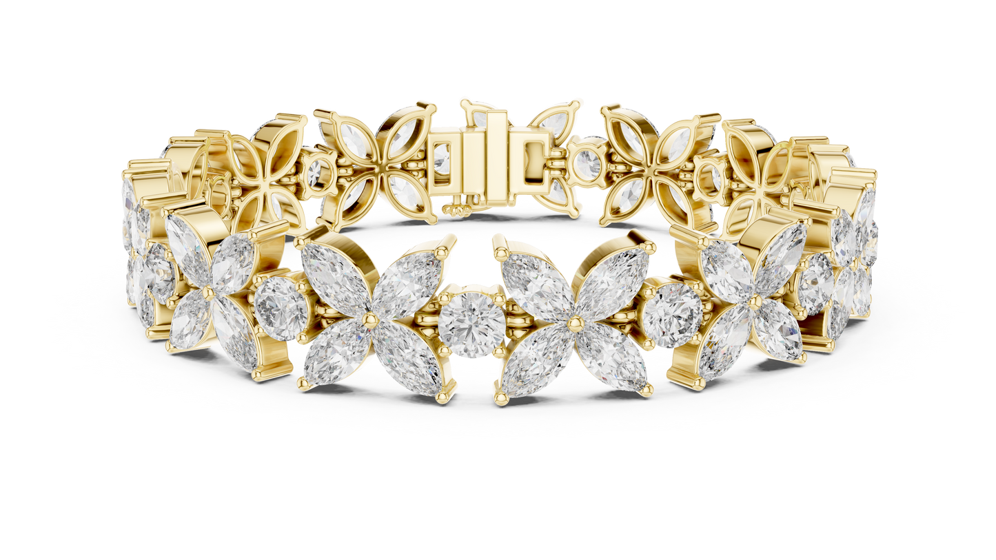 Sovereign Petal Diamond Bracelet – Marquise Cut Grandeur – Statement Diamond Luxury – Elite Floral Perfection