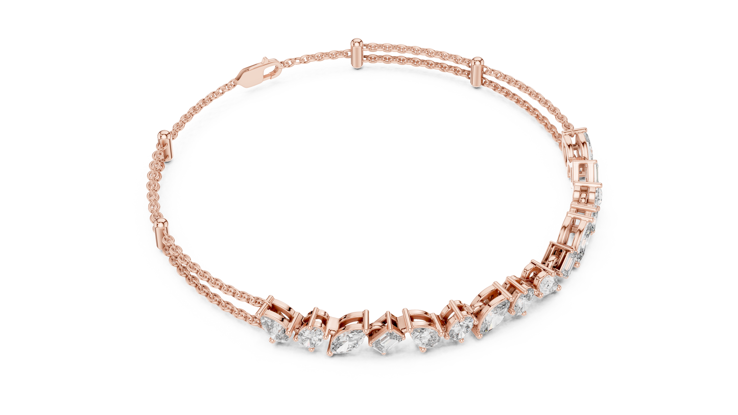 Grand Luxe Marquise-Pear Bracelet – Sculpted Diamond Elegance – Elite Dual Chain Design