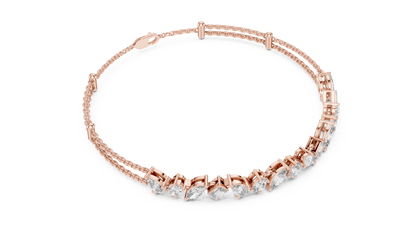 Grand Luxe Marquise-Pear Bracelet – Sculpted Diamond Elegance – Elite Dual Chain Design