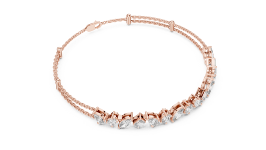 Grand Luxe Marquise-Pear Bracelet – Sculpted Diamond Elegance – Elite Dual Chain Design