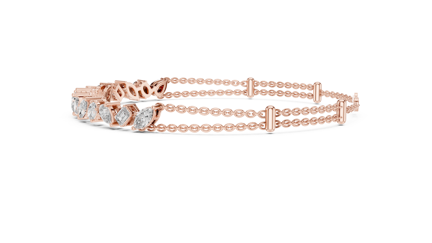 Grand Luxe Marquise-Pear Bracelet – Sculpted Diamond Elegance – Elite Dual Chain Design