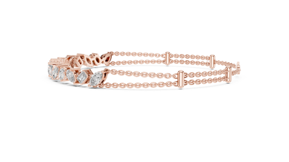 Grand Luxe Marquise-Pear Bracelet – Sculpted Diamond Elegance – Elite Dual Chain Design