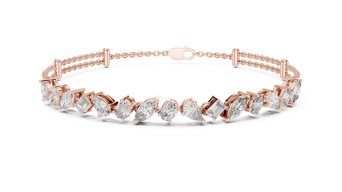Grand Luxe Marquise-Pear Bracelet – Sculpted Diamond Elegance – Elite Dual Chain Design