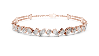 Grand Luxe Marquise-Pear Bracelet – Sculpted Diamond Elegance – Elite Dual Chain Design