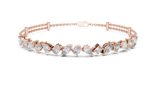 Grand Luxe Marquise-Pear Bracelet – Sculpted Diamond Elegance – Elite Dual Chain Design