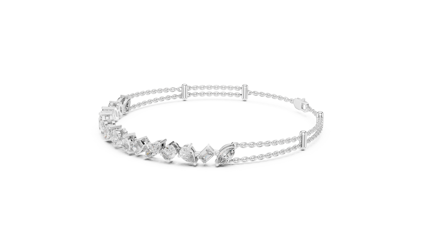 Grand Luxe Marquise-Pear Bracelet – Sculpted Diamond Elegance – Elite Dual Chain Design