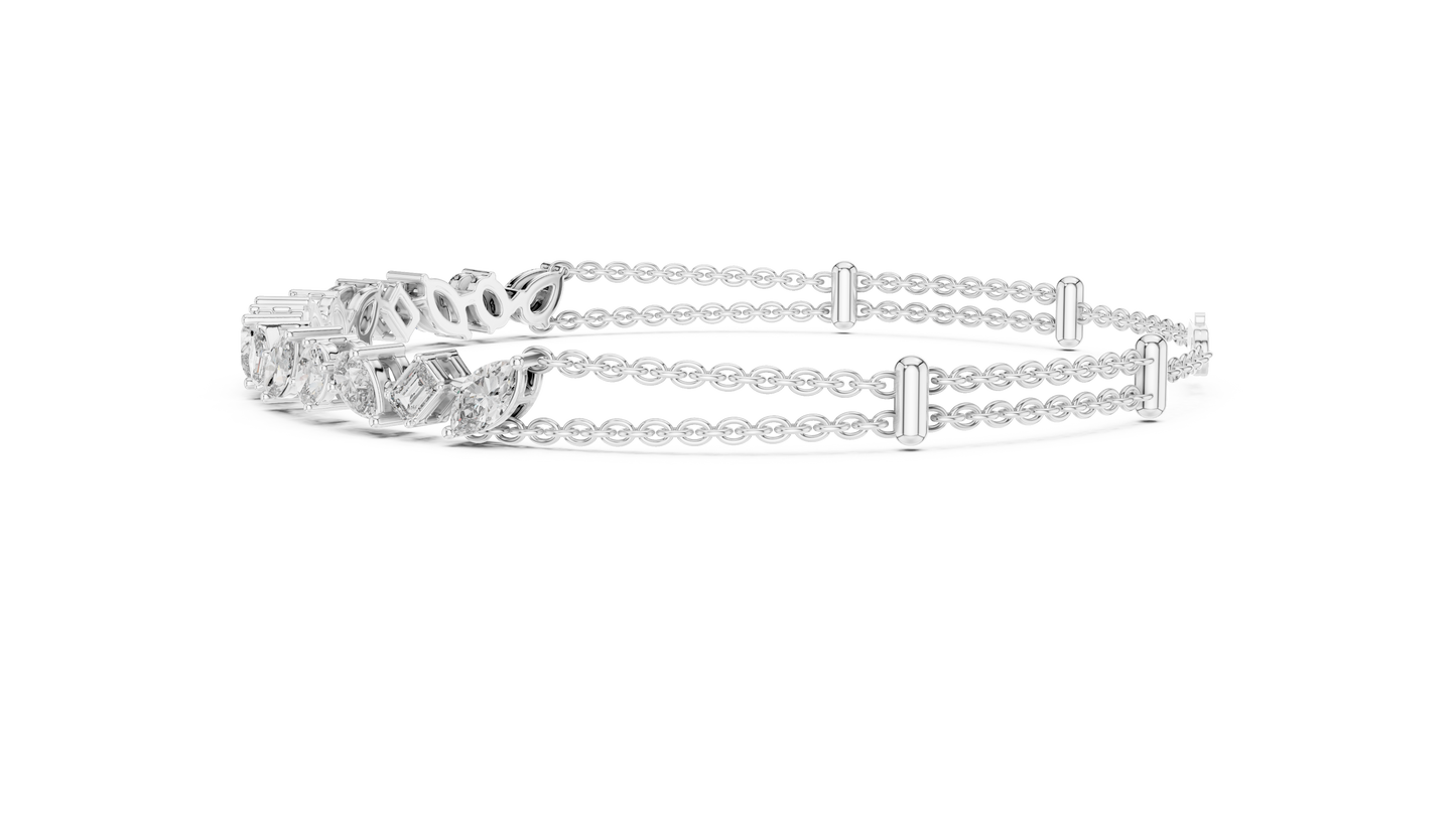 Grand Luxe Marquise-Pear Bracelet – Sculpted Diamond Elegance – Elite Dual Chain Design