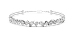 925 Sterling Silver Multi Shape Moissanite Tennis Bracelet, Emerald Marquise Oval Pear Diamond Bracelet, Gift for Her
