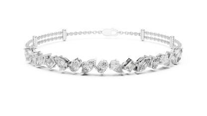 Grand Luxe Marquise-Pear Bracelet – Sculpted Diamond Elegance – Elite Dual Chain Design