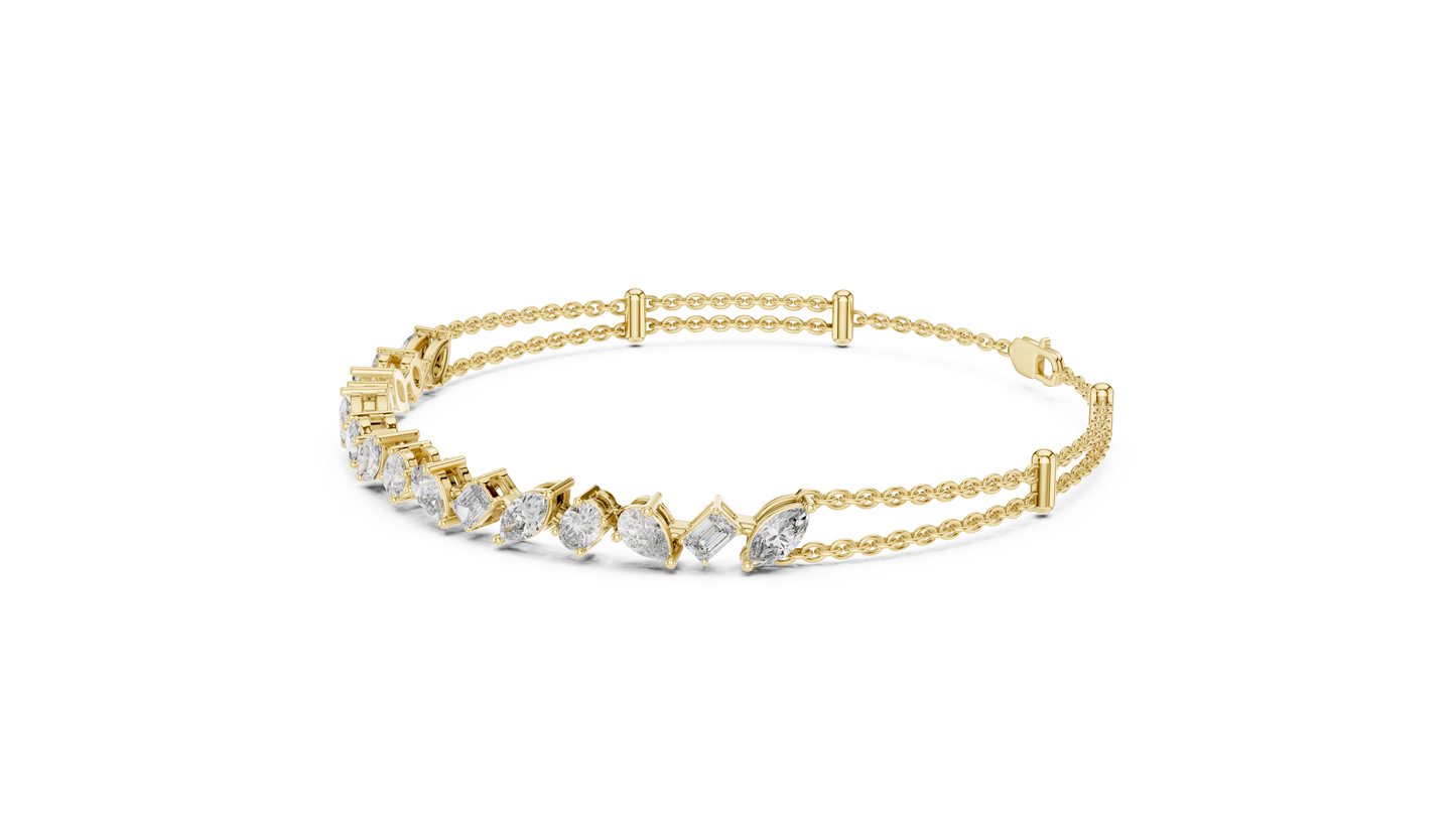 Grand Luxe Marquise-Pear Bracelet – Sculpted Diamond Elegance – Elite Dual Chain Design