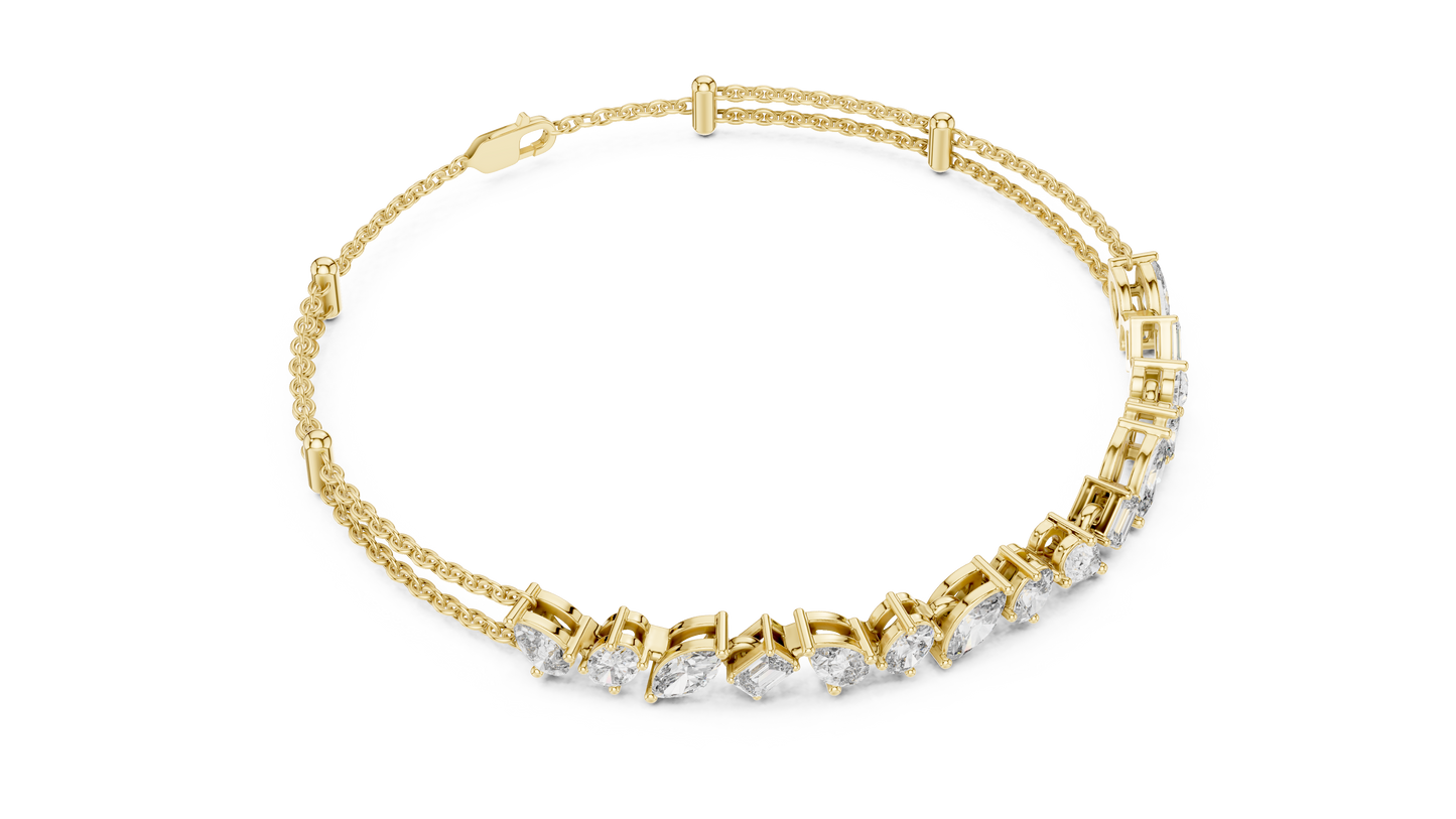 Grand Luxe Marquise-Pear Bracelet – Sculpted Diamond Elegance – Elite Dual Chain Design