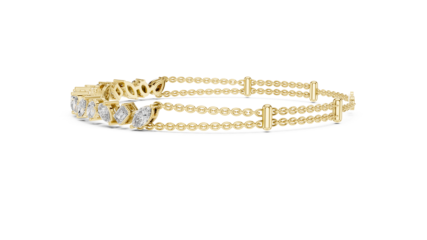 Grand Luxe Marquise-Pear Bracelet – Sculpted Diamond Elegance – Elite Dual Chain Design