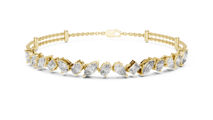 Grand Luxe Marquise-Pear Bracelet – Sculpted Diamond Elegance – Elite Dual Chain Design