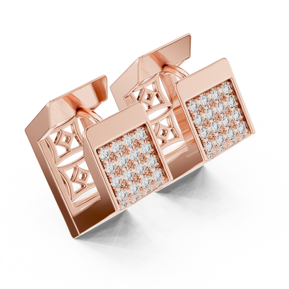PavéMatrix™ Block Huggies | Angular Ice-Set Gold Earrings | Ultra-Clean Geometric Shine