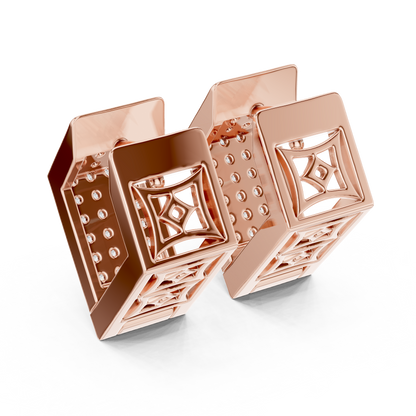 PavéMatrix™ Block Huggies | Angular Ice-Set Gold Earrings | Ultra-Clean Geometric Shine