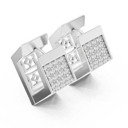 PavéMatrix™ Block Huggies | Angular Ice-Set Gold Earrings | Ultra-Clean Geometric Shine