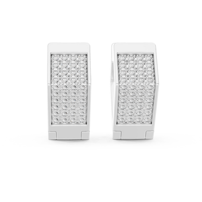 PavéMatrix™ Block Huggies | Angular Ice-Set Gold Earrings | Ultra-Clean Geometric Shine