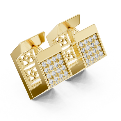 PavéMatrix™ Block Huggies | Angular Ice-Set Gold Earrings | Ultra-Clean Geometric Shine