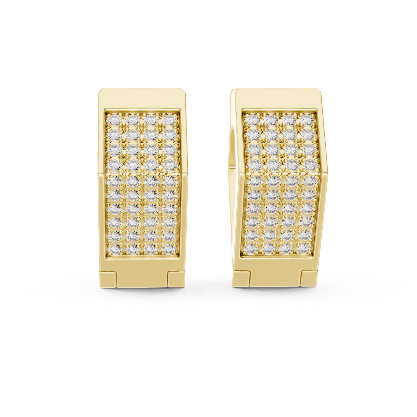 PavéMatrix™ Block Huggies | Angular Ice-Set Gold Earrings | Ultra-Clean Geometric Shine