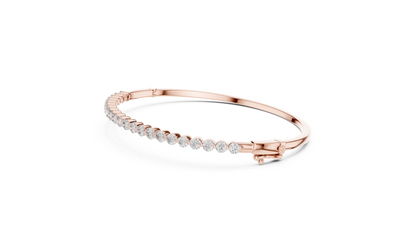 Bezel Diamond Bangle Bracelet • Luxe Minimal Silver Bracelet • Timeless Gift for Her