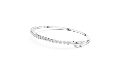 Bezel Diamond Bangle Bracelet • Luxe Minimal Silver Bracelet • Timeless Gift for Her
