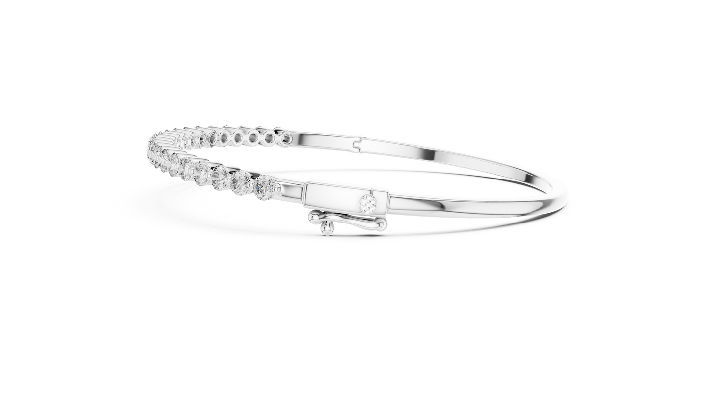 Bezel Diamond Bangle Bracelet • Luxe Minimal Silver Bracelet • Timeless Gift for Her
