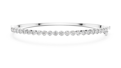 Bezel Diamond Bangle Bracelet • Luxe Minimal Silver Bracelet • Timeless Gift for Her