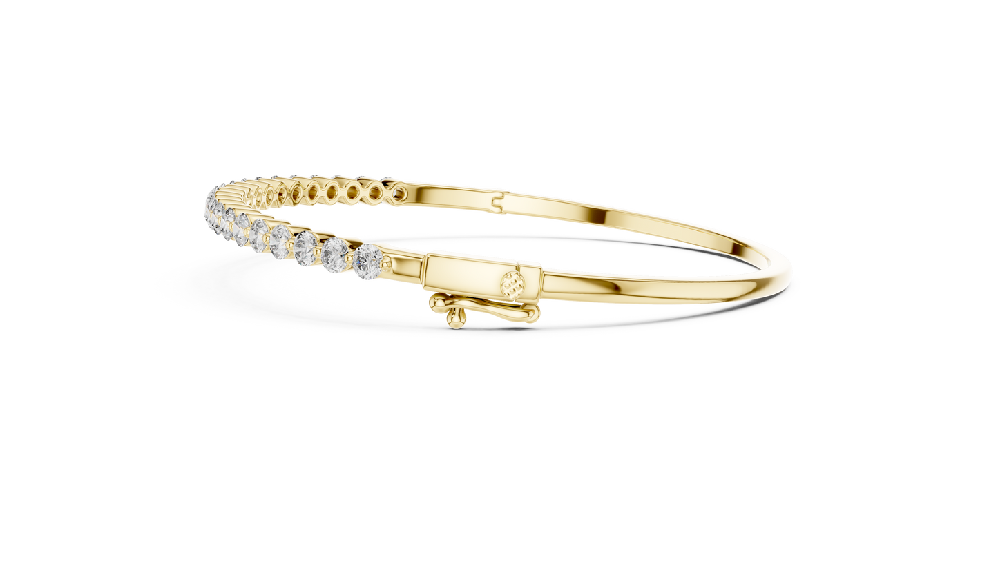 Bezel Diamond Bangle Bracelet • Luxe Minimal Silver Bracelet • Timeless Gift for Her