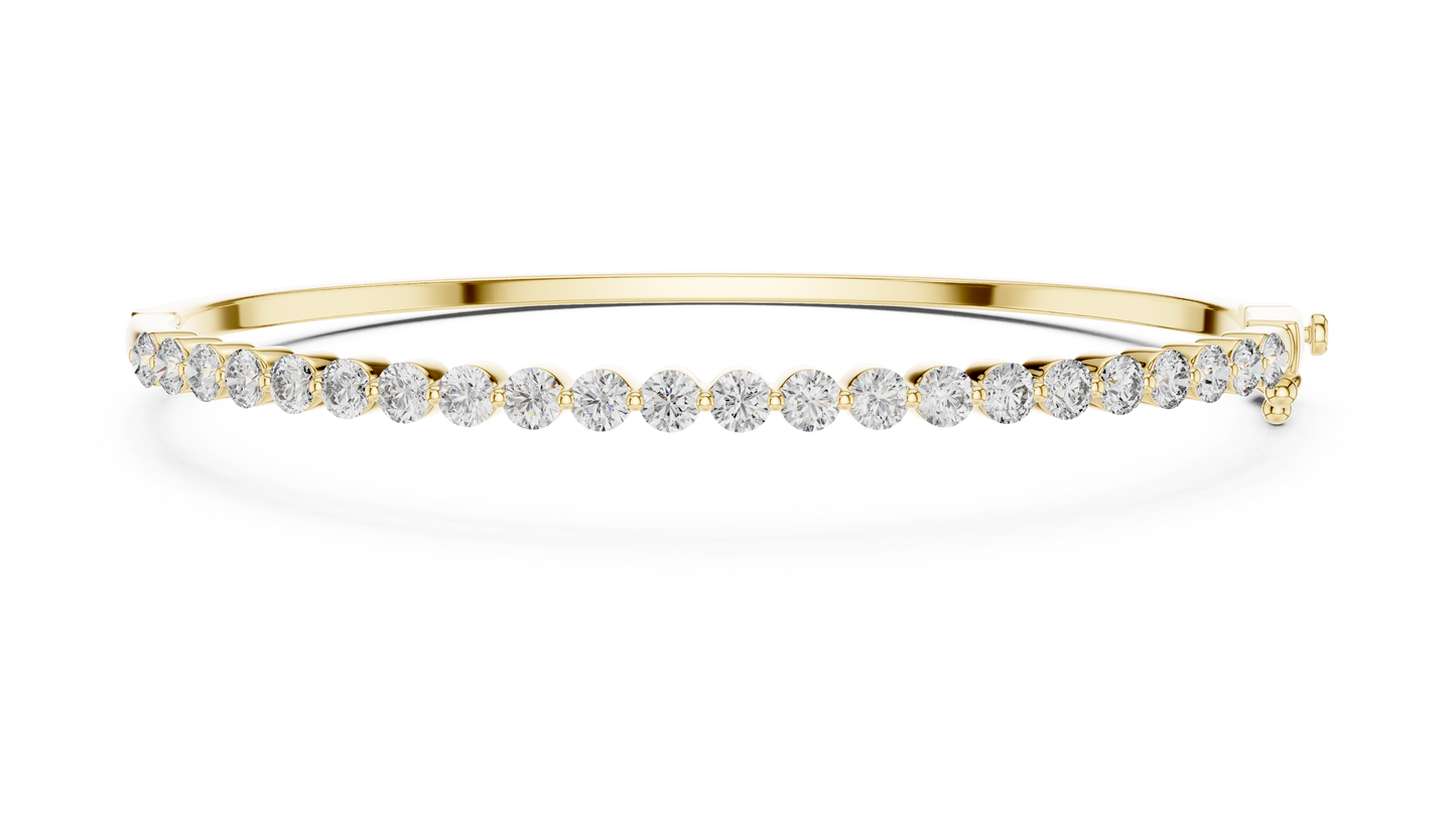 Bezel Diamond Bangle Bracelet • Luxe Minimal Silver Bracelet • Timeless Gift for Her