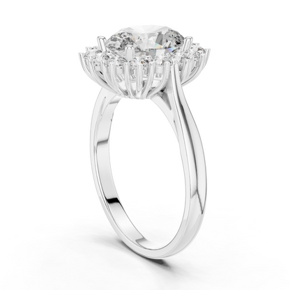 2.00Ct Oval Halo Cluster Ring – Floral Diamond Engagement Ring, Vintage-Inspired Bridal Jewelry