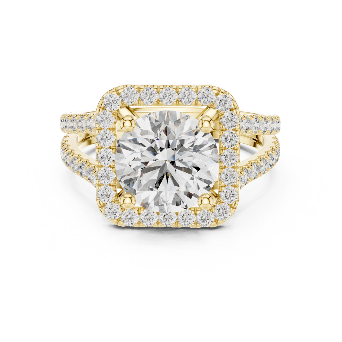 8mm Round Diamond Halo Ring Dimension View

