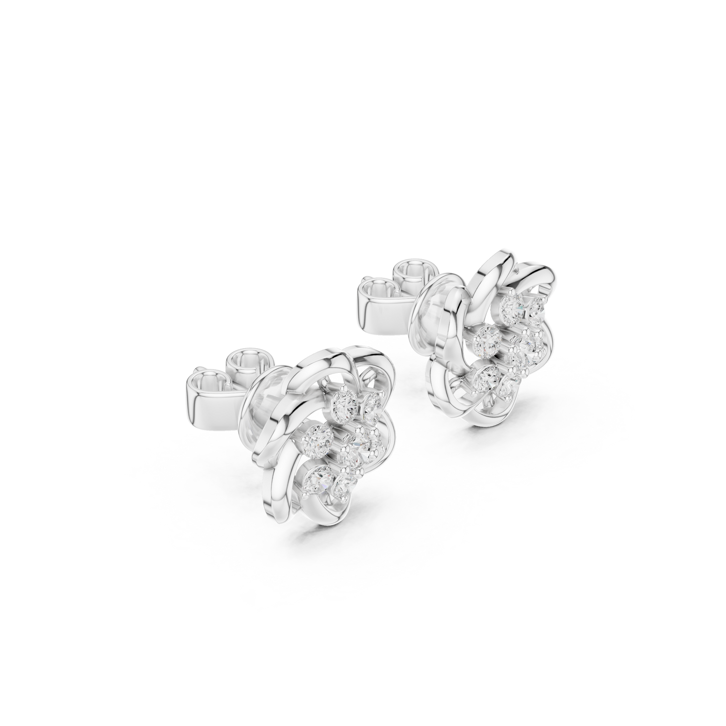 925 sterling silver blossom stud earrings - back view showing post