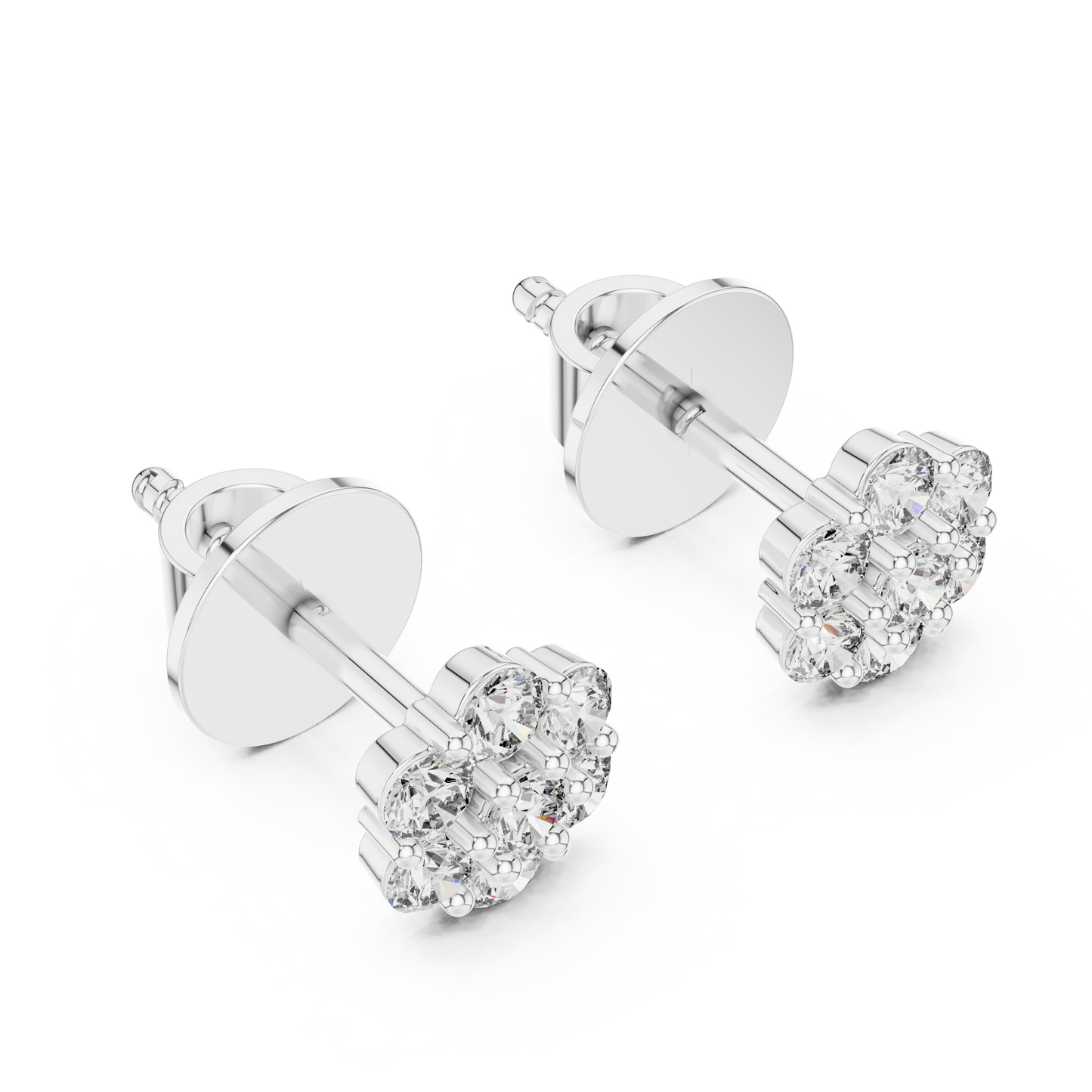 925 sterling silver flower cluster earrings - close up detail