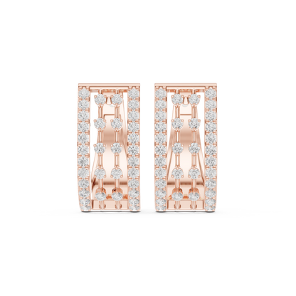 Luxe U-Curve Diamond Huggie Hoops | Modern Grid Sparkle Earrings | 14K Gold Trendy Everyday Earrings