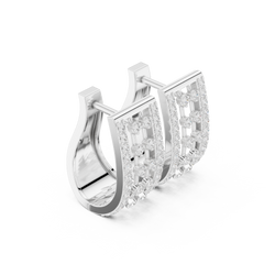 Luxe U-Curve Diamond Huggie Hoops | Modern Grid Sparkle Earrings | Trendy Everyday Earrings
