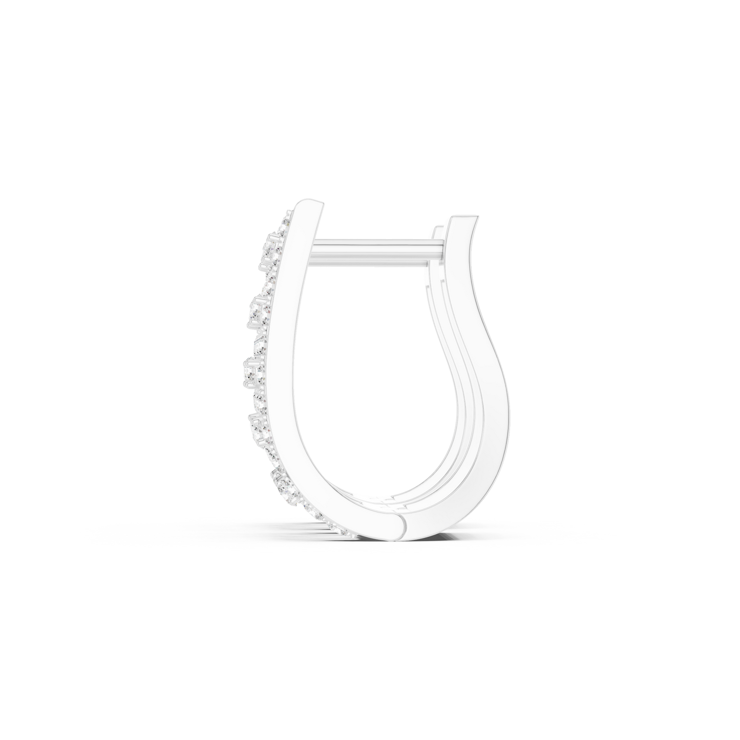 Luxe U-Curve Diamond Huggie Hoops | Modern Grid Sparkle Earrings | 14K Gold Trendy Everyday Earrings