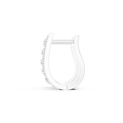 Luxe U-Curve Diamond Huggie Hoops | Modern Grid Sparkle Earrings | 14K Gold Trendy Everyday Earrings