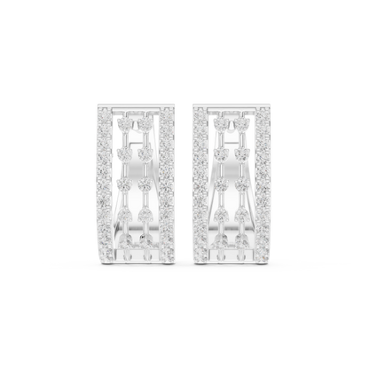 Luxe U-Curve Diamond Huggie Hoops | Modern Grid Sparkle Earrings | 14K Gold Trendy Everyday Earrings