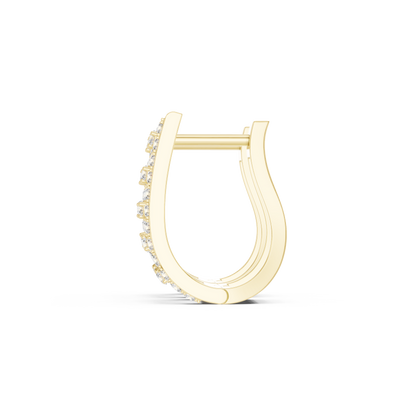 Luxe U-Curve Diamond Huggie Hoops | Modern Grid Sparkle Earrings | 14K Gold Trendy Everyday Earrings