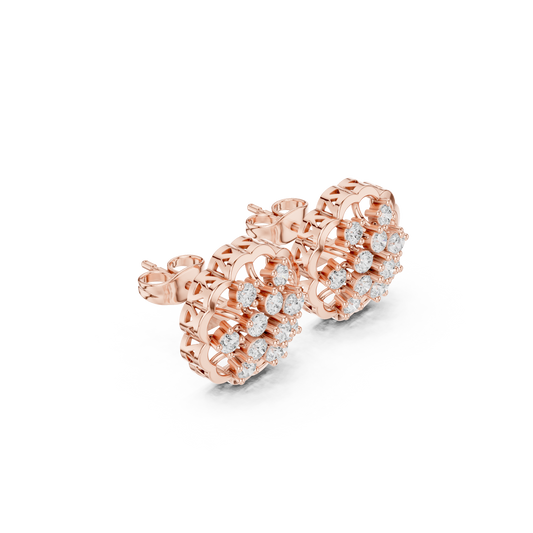 Velvet Aura Diamond Halo Studs • Brilliance Cluster Petal Design • Romantic Gift for Her