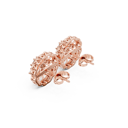 Velvet Aura Diamond Halo Studs • Brilliance Cluster Petal Design • Romantic Gift for Her