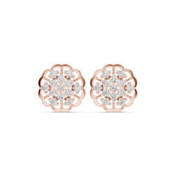 Velvet Aura Diamond Halo Studs • Brilliance Cluster Petal Design • Romantic Gift for Her